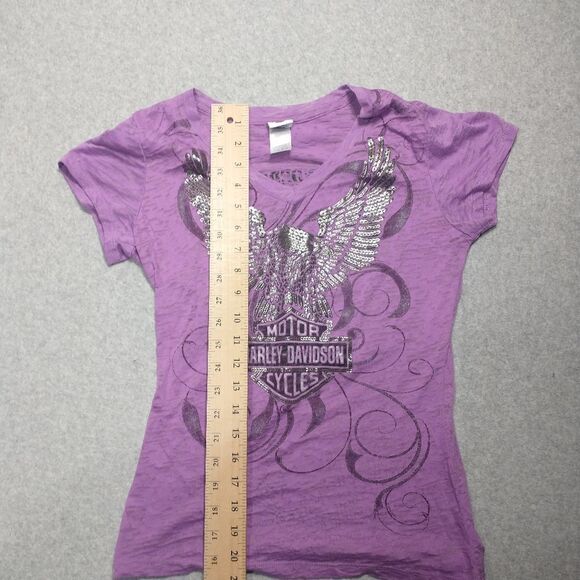 HARLEY DAVIDSON *Midnight Bird* Foil Burnout Top Shirt Medium . - Picture 3 of 6